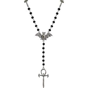 Silver and Black Ankh Necklace
